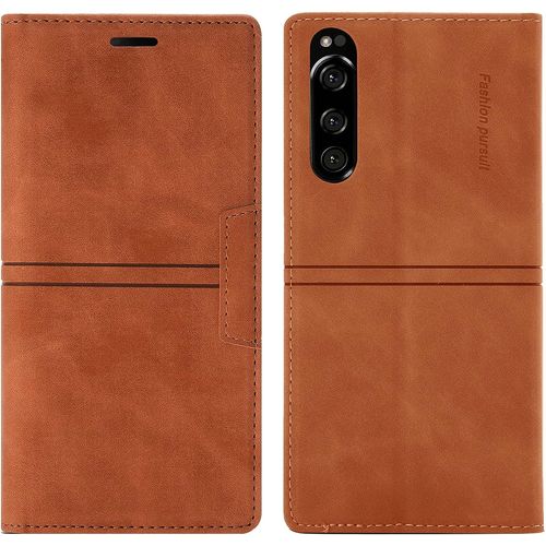 Coque Sony Xperia 1 Ii, Etui Portefeuille Sony Xperia 1 Ii [Magntique] Tpu Antichoc Housse Cuir Premium En Cuir Pu [Fentes Pour Cartes] [Etui Rabat] [Pochette De Portefeuille] (Brun)