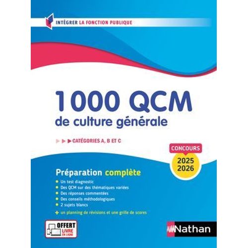 1 000 Qcm De Culture Générale 2025/2026 - Concours De Catégories A, B Et C - Epub
