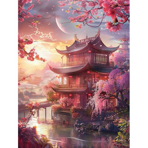 Mosaïque Strass Carrée Paysage Plein De Diamants Fantaisie Pays Des Merveilles Loft Kit De Broderie Diamant Peinture À La Loisir Créatif Débutant, Idée Cadeau Original Pour Noël