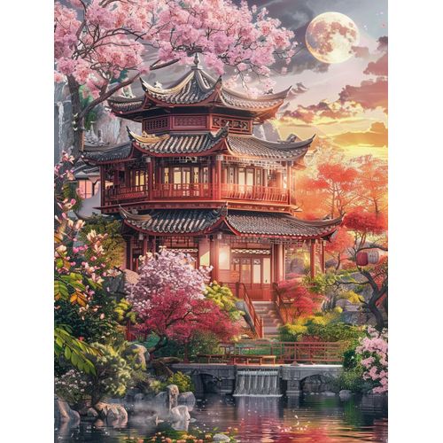 Mosaïque Strass Carrée Paysage Plein De Diamants Fantaisie Pays Des Merveilles Loft Kit De Broderie Diamant Peinture À La Loisir Créatif Débutant, Idée Cadeau Original Pour Noël