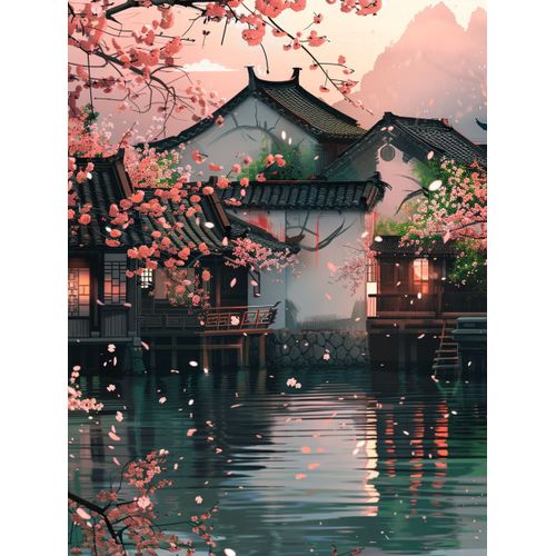 Mosaïque Strass Carrée Paysage Plein De Diamants Fantaisie Pays Des Merveilles Loft Kit De Broderie Diamant Peinture À La Loisir Créatif Débutant, Idée Cadeau Original Pour Noël