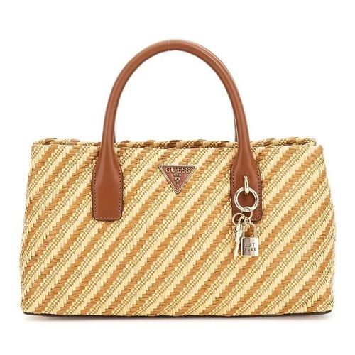 GUESS Sac à main beige brun clair pour femme - Simona Satchel Bag Natural / Cognac 302726