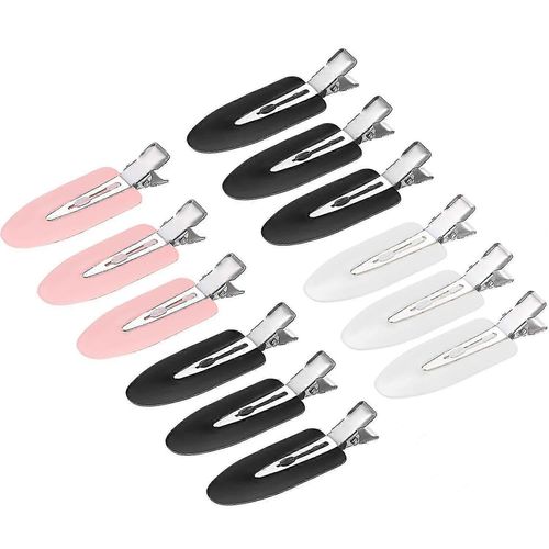 12 Pièces No Bend Curl Clips Hair Clips Pin Compatible Avec La Coiffure Bangs Waves Makeup Application (Noir, Blanc, Rose, Bleu, Jaune), Noir