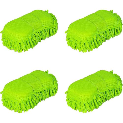 4 Pack Lave-Auto Mitt, Mitaine De Nettoyage Éponge En Microfibre Pour Nettoyeur De Vitres