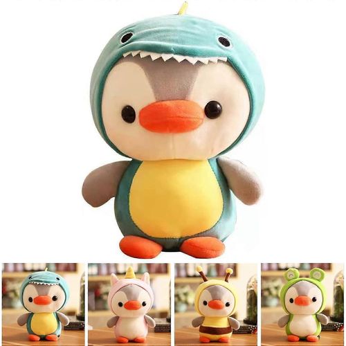 Peluches mignonnes, est un pingouin déguisé en dinosaure Animaux en peluche mignons, peluche pingouin pour garçons et filles, 10 pouces
