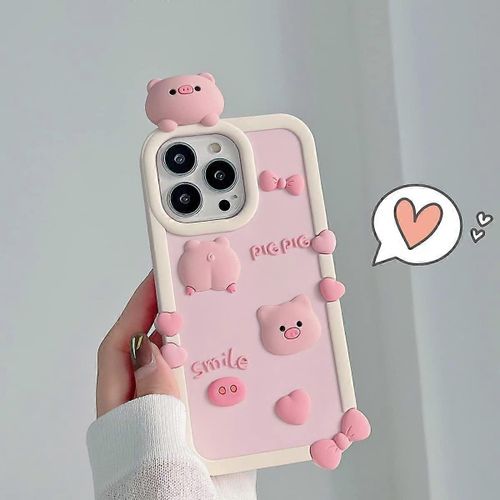 Les Coques De Téléphone Kawaii S¿Appliquent À L¿Iphone 12/12 Pro, Mignon Dessin Animé Cochon Rose Cochon Téléphone Coque Unique Fun Cover Case 3d Iphone 12/12 Pro Coque En Silicone Souple Antichoc