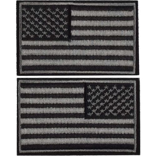 2 Pièces Tactique Us American Drapeau Patch, Militaire Usa États-Unis D¿Amérique Uniforme Emblème Patchs, Multitan - Reverse Balck