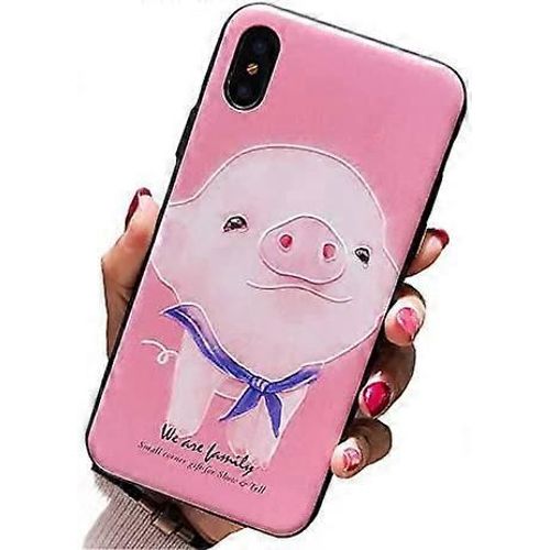 Coque De Téléphone Compatible Avec L¿Iphone Xs Max Super Mignon Dessin Animé Motif Animal Dur Pc Dos Couverture En Silicone Tpu Souple Pour Les Filles Protection Forte - Cochon Rose