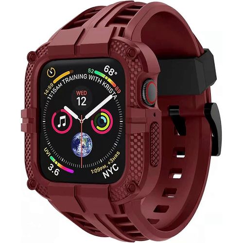 Bracelet Compatible Avec Apple Watch Series 7 41mm Pour Series 6 5 4 40mm Series 3 38mm, Tpu Rugged Band Avec Étui De Protection Complète Pour Femmes/Hommes Rouge Foncé