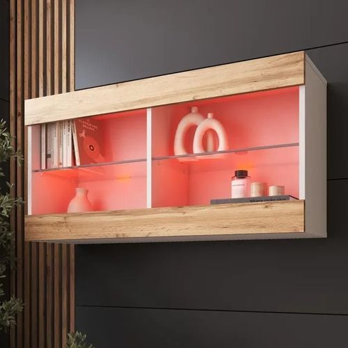 Komodee Vitrine Suspendue Horizontal Tivoli - Wotan Blanc - 100 X 50 X 29 Cm - Led Rvb