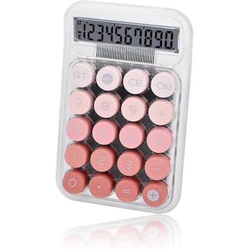 bonne calculatrice de bureau mignonne rose, affichage LCD clair mécanique Calculatrices de bureau de base simples pour les fournitures de bureau d¿affaires, gros boutons 10 chiffres
