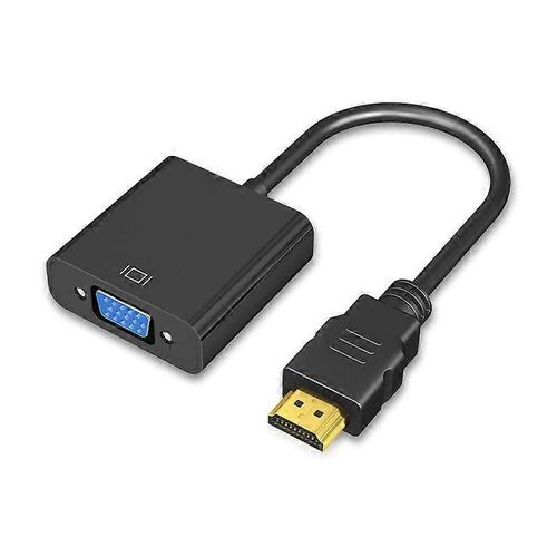 Adaptateur HDMI vers VGA, (mâle vers femelle) pour ordinateur de bureau, ordinateur portable, PC, moniteur, projecteur, téléviseur HD, Chromebook, Raspberry Pi, Roku, Xbox et plus - Noir