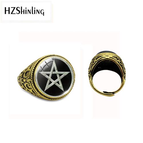 Bague Vintage Pentagramme Violet Pour Homme, Wicca, Bijoux En Verre Occulte, Cadeaux Pmotjewelry