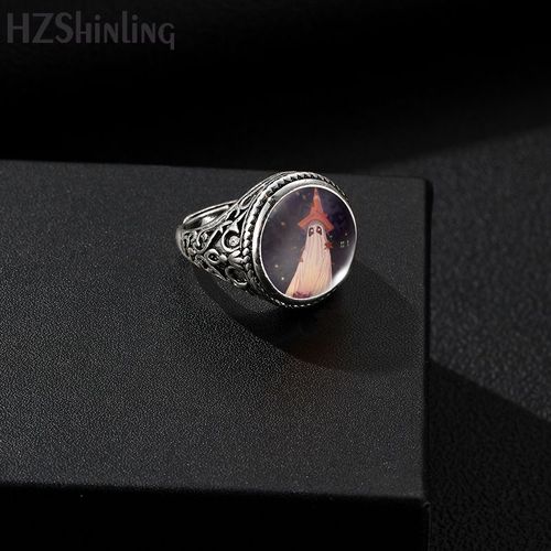 Cabochon En Verre De Bague Antique Pour Hommes, Fantôme Effrayant, Boo, Vintage, Joyeux Halloween, Cadeaux De Bijoux En Lettre, Nouveautés, 2023