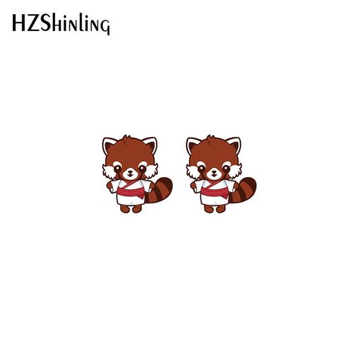Boucles D'oreilles Panda Rouge En Résine Acrylique, Bijoux À La Mode