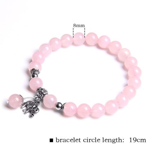 Bracelet En Quartz Rose Tendance, Perles De Cristal Rose, Breloques Extensibles En Pierre Naturelle, Bijoux De Guérison Pour Femmes, Cadeau Reiki