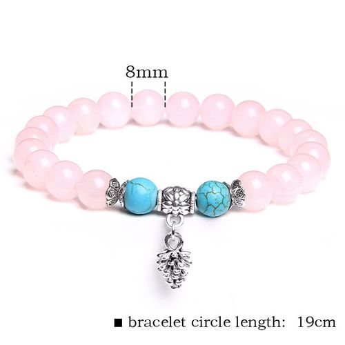Bracelet En Quartz Rose Tendance, Perles De Cristal Rose, Breloques Extensibles En Pierre Naturelle, Bijoux De Guérison Pour Femmes, Cadeau Reiki