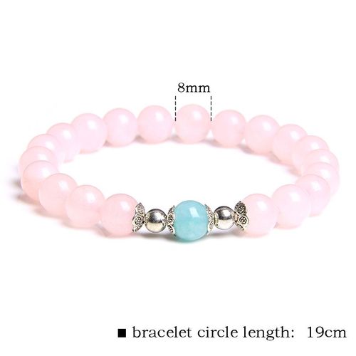 Bracelet En Quartz Rose Tendance, Perles De Cristal Rose, Breloques Extensibles En Pierre Naturelle, Bijoux De Guérison Pour Femmes, Cadeau Reiki