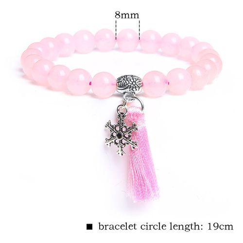 Bracelet En Quartz Rose Tendance, Perles De Cristal Rose, Breloques Extensibles En Pierre Naturelle, Bijoux De Guérison Pour Femmes, Cadeau Reiki