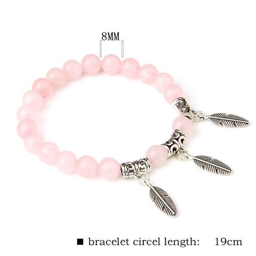 Bracelet En Quartz Rose Tendance, Perles De Cristal Rose, Breloques Extensibles En Pierre Naturelle, Bijoux De Guérison Pour Femmes, Cadeau Reiki
