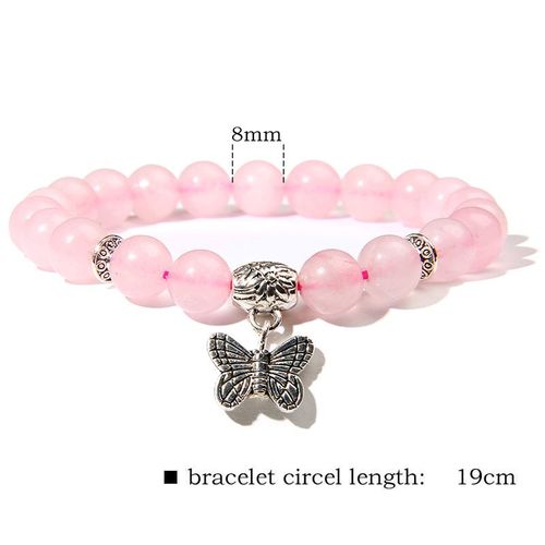 Bracelet En Quartz Rose Tendance, Perles De Cristal Rose, Breloques Extensibles En Pierre Naturelle, Bijoux De Guérison Pour Femmes, Cadeau Reiki