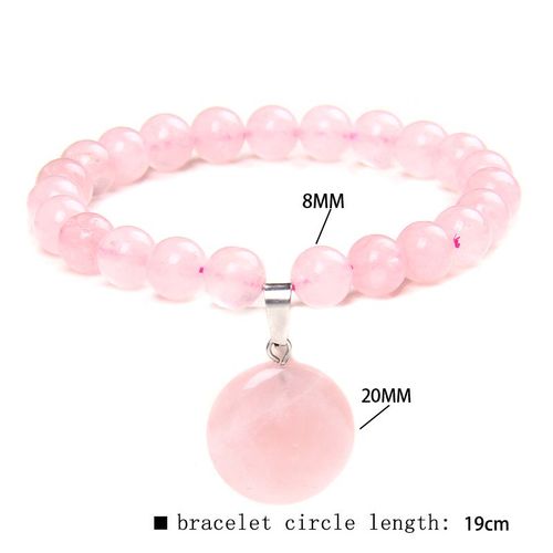 Bracelet En Quartz Rose Tendance, Perles De Cristal Rose, Breloques Extensibles En Pierre Naturelle, Bijoux De Guérison Pour Femmes, Cadeau Reiki