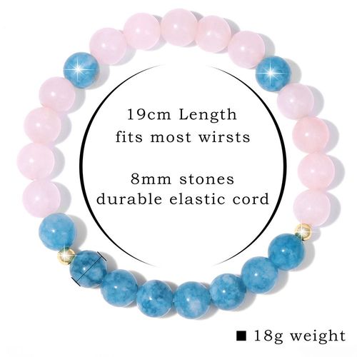 Bracelet En Quartz Rose Tendance, Perles De Cristal Rose, Breloques Extensibles En Pierre Naturelle, Bijoux De Guérison Pour Femmes, Cadeau Reiki