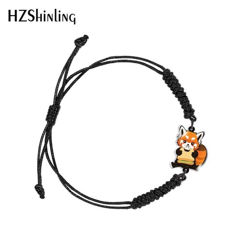 Bracelet Réglable Tissé Noir Et Rouge En Résine Acrylique Pour Femme, Bijoux À La Mode