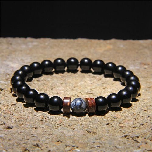 Bracelets Tibétain En Pierre De Lave Naturelle Bouddha Pour Hommes, Bracelet En Bois, Perle D'oeil De Tigre, Poli Et Élastique