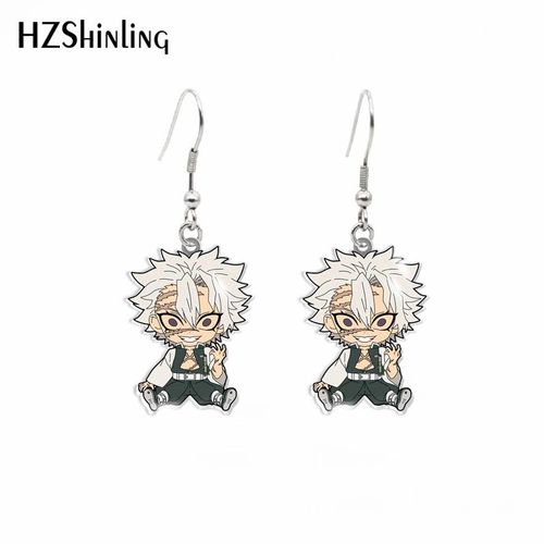 Boucles D'oreilles À Crochet En Acrylique, Dessin Animé Démon Slayer Kochou Shinobu Rengoku, Bijoux En Résine Époxy À La Mode