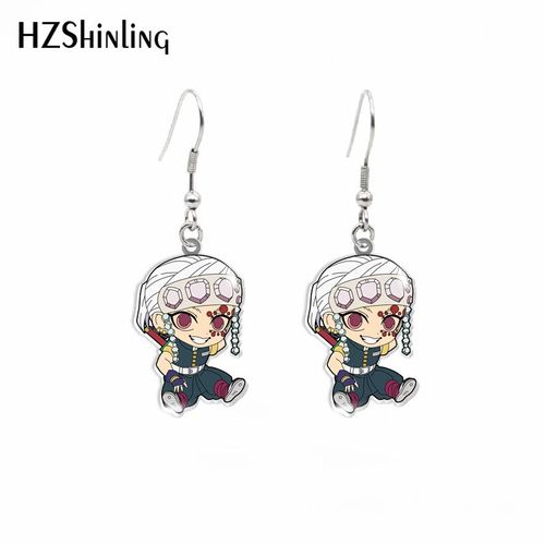 Boucles D'oreilles À Crochet En Acrylique, Dessin Animé Démon Slayer Kochou Shinobu Rengoku, Bijoux En Résine Époxy À La Mode