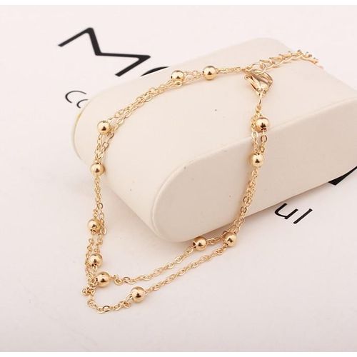 Bracelet De Cheville Double Chaîne Perlé Fait À La Main De Haute Qualité, Sandales Pieds Nus, Bijoux De Pied, Pour Femmes