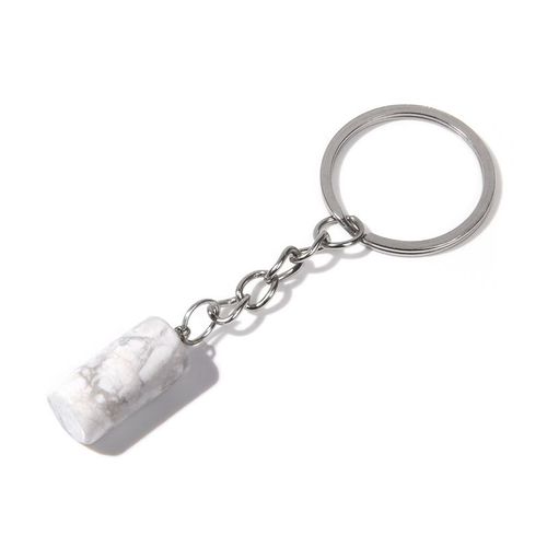 Porte-Clé En Acier Inoxydable, 80-85mm, Cylindre Naturel, Agates Couleur Argent, Malachite, Bracelet De Sac, Accessoires De Voiture, Bijoux