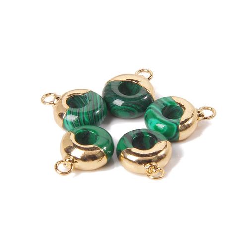 Perles En Pierre De Charbon Blanc Naturel Pour Femmes, Pendentif Plaqué Or, Connecteur De Document, Breloque De Bijoux Exécutifs, Accès Au Collier, Grand Trou, 10 Mm