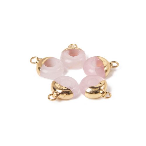 Perles En Pierre De Charbon Blanc Naturel Pour Femmes, Pendentif Plaqué Or, Connecteur De Document, Breloque De Bijoux Exécutifs, Accès Au Collier, Grand Trou, 10 Mm