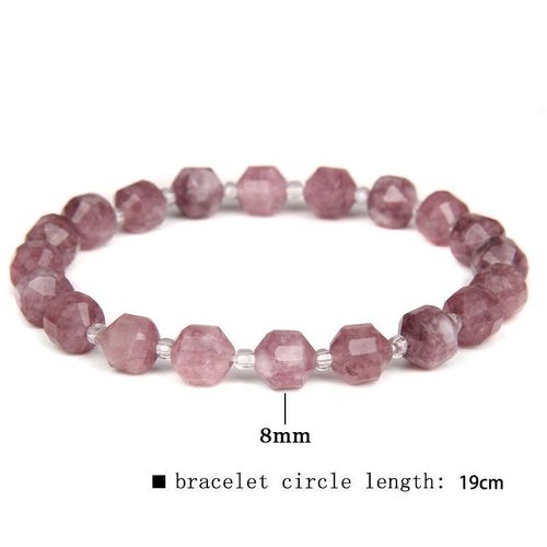 Bracelets En Pierre Naturelle À Facettes, Perles D'espacement, Fraise, Quartz, Aigue-Marine, Pour Femmes Et Hommes, Chaîne Élastique, Bijoux