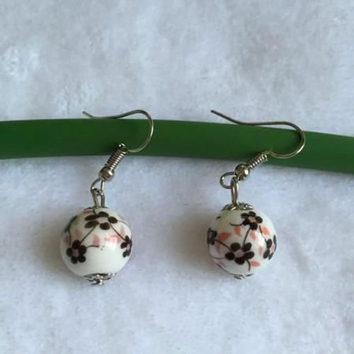 Nouvelles Boucles D'oreilles Rétro National Vent En Céramique, Boucles D'oreilles Bleues Multicolores En Option, Vente En Gros