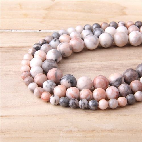 Perles En Pierre Naturelle De Zèbre Rose 4-12mm, Perles Rondes Polies De Travertin Alhambra Pour La Fabrication De Bracelets Et De Colliers