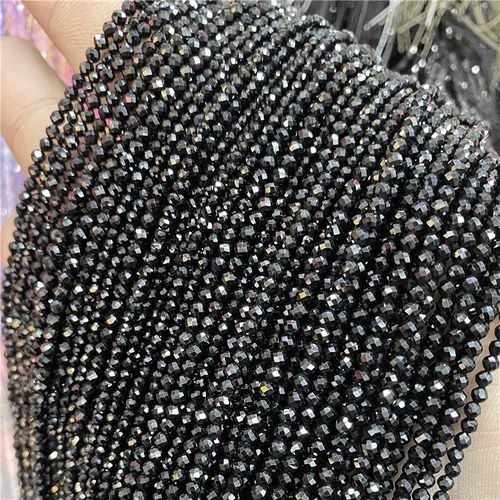 Perles En Pierre D'obsidienne Noire À Facettes, Perles D'or Naturelles, Bracelet À Micro Facettes, Bijoux De Direction, Petites Perles Adt, Document, 2mm, 3mm