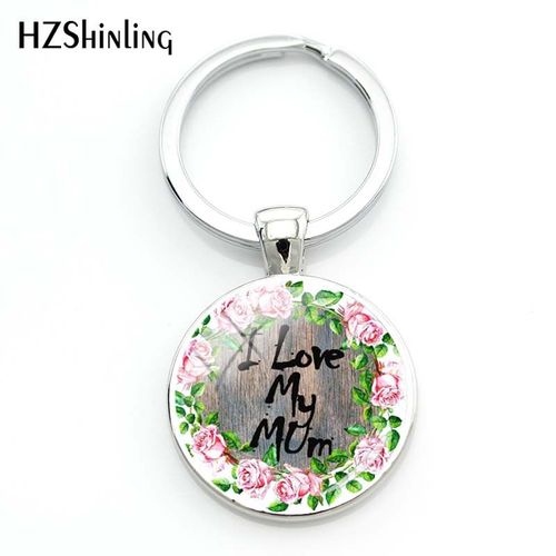Porte-Clés Super Mama Avec Clé Ronde En Verre, Accessoires De Sac Pendentif, Bijoux À La Mode, Joi Love Mum Dinner To Hot, 2020