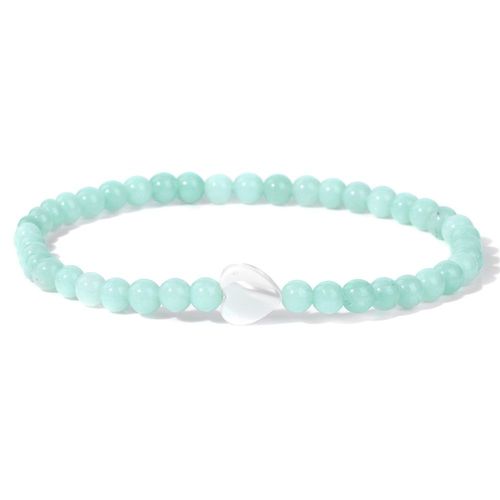 Bracelets Perlés En Pierre Naturelle Pour Femmes, Breloques En Forme De Coquille De C¿Ur, Onyx, Bijoux D'amitié, Simples Et Fins