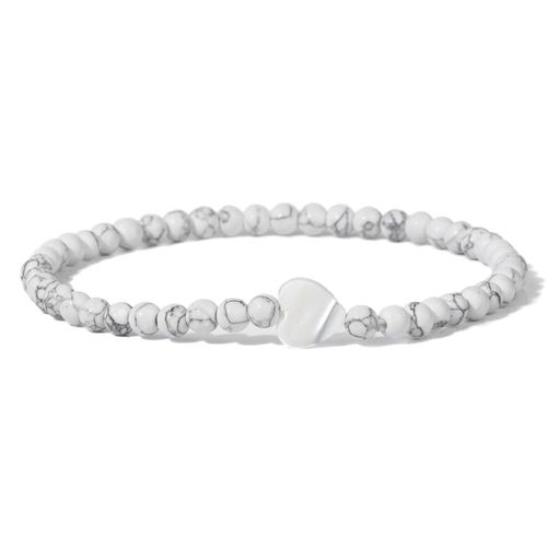 Bracelets Perlés En Pierre Naturelle Pour Femmes, Breloques En Forme De Coquille De C¿Ur, Onyx, Bijoux D'amitié, Simples Et Fins