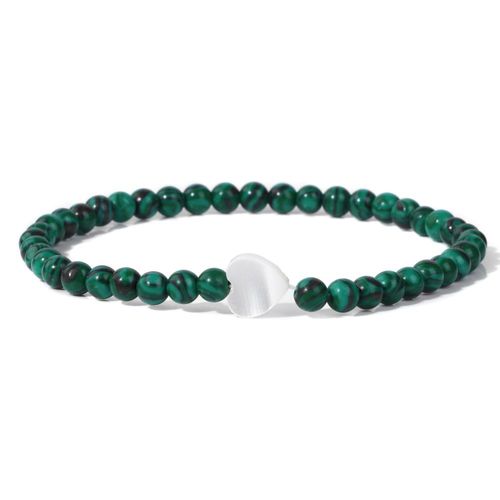 Bracelets Perlés En Pierre Naturelle Pour Femmes, Breloques En Forme De Coquille De C¿Ur, Onyx, Bijoux D'amitié, Simples Et Fins