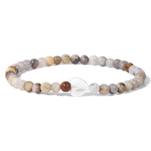 Bracelets Perlés En Pierre Naturelle Pour Femmes, Breloques En Forme De Coquille De C¿Ur, Onyx, Bijoux D'amitié, Simples Et Fins