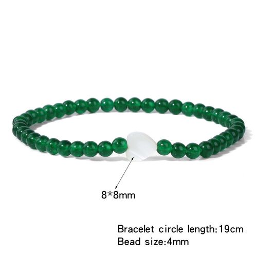 Bracelets Perlés En Pierre Naturelle Pour Femmes, Breloques En Forme De Coquille De C¿Ur, Onyx, Bijoux D'amitié, Simples Et Fins