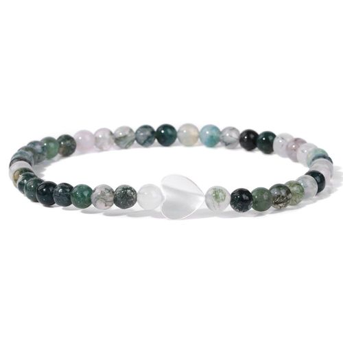 Bracelets Perlés En Pierre Naturelle Pour Femmes, Breloques En Forme De Coquille De C¿Ur, Onyx, Bijoux D'amitié, Simples Et Fins