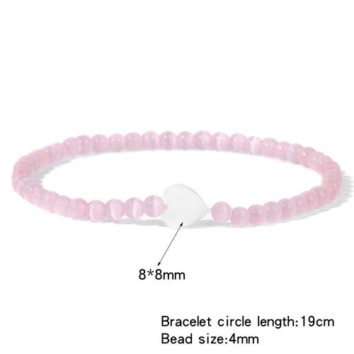 Bracelets Perlés En Pierre Naturelle Pour Femmes, Breloques En Forme De Coquille De C¿Ur, Onyx, Bijoux D'amitié, Simples Et Fins