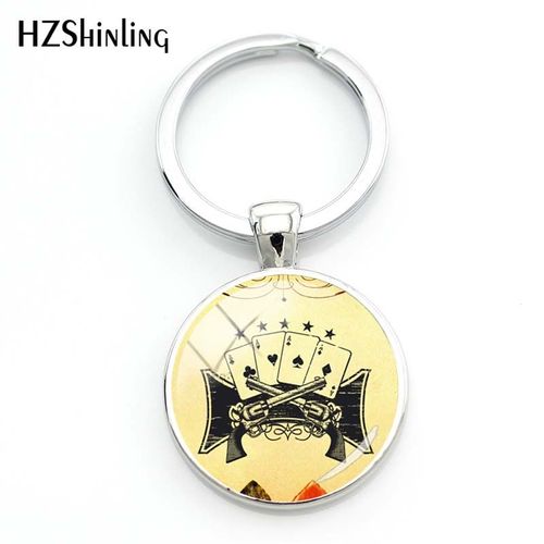 Porte-Clés Cabochon En Verre Fait À La Main Pour Hommes, Porte-Clés De Poker Classique, Pendentif De Clé De Voiture, Meilleur Cadeau, Mode Masculine Chaude, 2020