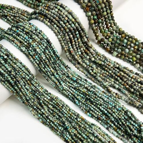 Perles En Pierre Naturelle Turquoise Afraïque À Facettes, Petites Perles Rondes Vertes Pour Bijoux, Bracelet Exécutif, 15 Po, 2mm, 3mm, 4mm, 6mm