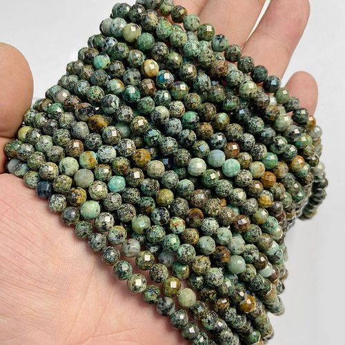 Perles À Facettes En Jades Naturels, Turquoise, Malachite, 6mm, Rondes, ¿Il De Chat, Pour Bricolage, Bracelets, Bijoux, Accessoires De Direction, 15 Pouces